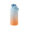 2L Wasserflasche mit Strohhalm, große Kapazität, Sportwasserflasche, Reise, Fitness, Sport, tragbare Trinkflaschen mit Zeitmarkierung