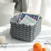 3 Größen Nordic Cotton Line Handgewebter Aufbewahrungskorb, grobes Seil, Desktop-Organizer, Box, Babyspielzeug, Snack, Schlüssel, Tuch, Kosmetik, Kleinigkeiten 5