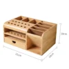 Multifunktionale Aufbewahrungsbox aus Holz, Schraubendreher, Pinzette, mehrere Fächer, Schreibtisch, stationär, kleine Stifte, Marker, Bürsten, Werkzeuge 3