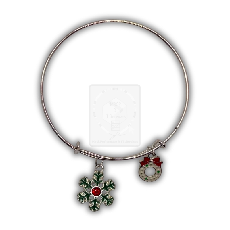 Elegantes Weihnachtsarmband mit Schneeflocken- & Kranzanhänger