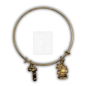 Goldenes Weihnachtsarmband mit Zuckerstange & Glockenmotiv