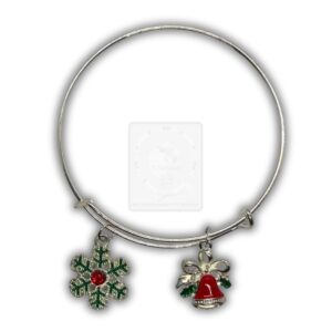 Silbernes Weihnachtsarmband mit Schneeflocke & Glocke