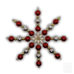 Weihnachtsstern Anhänger Rot-Silber Perlen