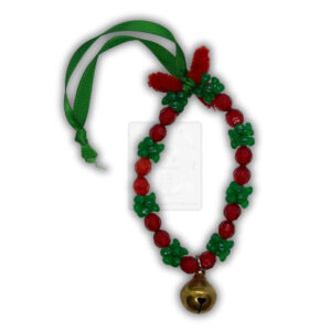 Weihnachtsanhänger Rot-Grün mit Glöckchen und Schleife