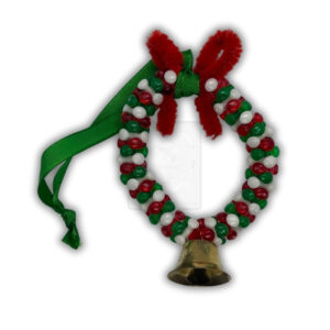 Weihnachtsanhänger Perlenmix Rot‑Grün‑Weiß mit Messing‑Glöckchen