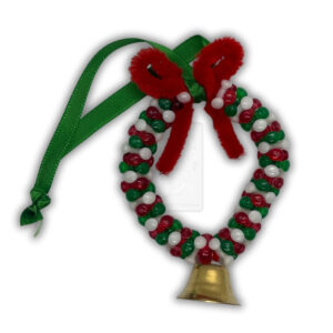 Weihnachtsanhänger Dreifarbiger Perlenring mit Messingglöckchen