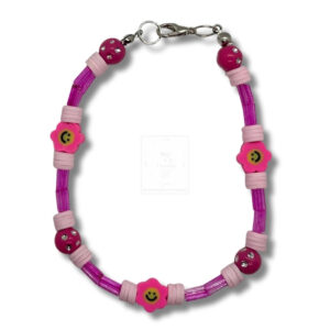 Smiley-Blüten Armband Pink