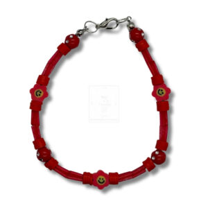 Smiley-Blüten Armband Rot Klar