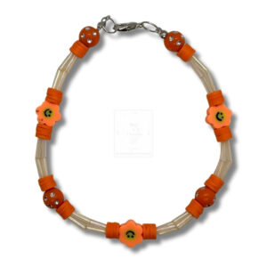 Smiley-Blüten Armband Orange Klar