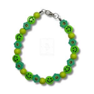 Smiley-Blüten Armband Neon Grün