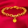 Luxuriöses 18-KT-O-Link-Armband für Damen, reines Gold, kreisförmiges Anhänger-Armband, matt, Hochzeitstag, edler Schmuck, Geschenke 1