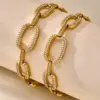 Riesenrad Exquisites Edelstahl-Zirkon-Armband für Frauen, Blume, wasserdicht, vergoldet, unregelmäßig, luxuriös, handgefertigter Schmuck 5