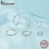 BAMOER Kräftige, klassische, hypoallergene Creolen aus 925er-Sterlingsilber, 14 Karat Weißgold plattierte, glänzende Röhrenohrringe als Geschenk für Frauen 5