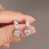 Voller Moissanit D Farbe Diamant Oval Herz Damen Ohrringe 925 Silber 18 Karat Weißgold Party für Frauen Dame Geschenk 5