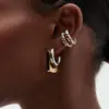 Geometrische doppelte runde Stapelohrringe für Damen, Edelstahl, zierliche Gold- und Silber-C-förmige Ohrstecker, Hochzeitsschmuck