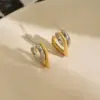 Geometrische doppelte runde Stapelohrringe für Damen, Edelstahl, zierliche Gold- und Silber-C-förmige Ohrstecker, Hochzeitsschmuck 5