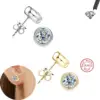 Cbtb Sterling Silber S925 Gold Silber Runde Inlay 0,5-2 Karat Moissanit Ohrstecker für Frauen Verlobung Luxus Schmuck