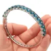 8x6mm SheCrown 16g Echter roter Rubin Grüner Smaragd Blauer Topas Tansanit Damen Geschenk Silber Armreif 8,5