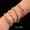 Riesenrad Exquisites Edelstahl-Zirkon-Armband für Frauen, Blume, wasserdicht, vergoldet, unregelmäßig, luxuriös, handgefertigter Schmuck