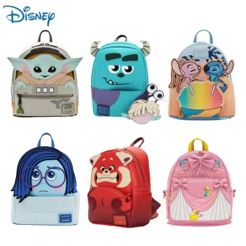 Stock Disney Loungefly Inside Out Sadness Cosplay Mini-Rucksack Pu-Leder Rucksack Cartoon Lotso Stitch Mode süße Mädchen Tasche
