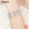 ZDADAN 925 Sterling Silber Aushöhlen Textur Offene Manschette Armband & Armreifen Für Frauen Männer Party Schmuck Hochzeit Geschenke 4