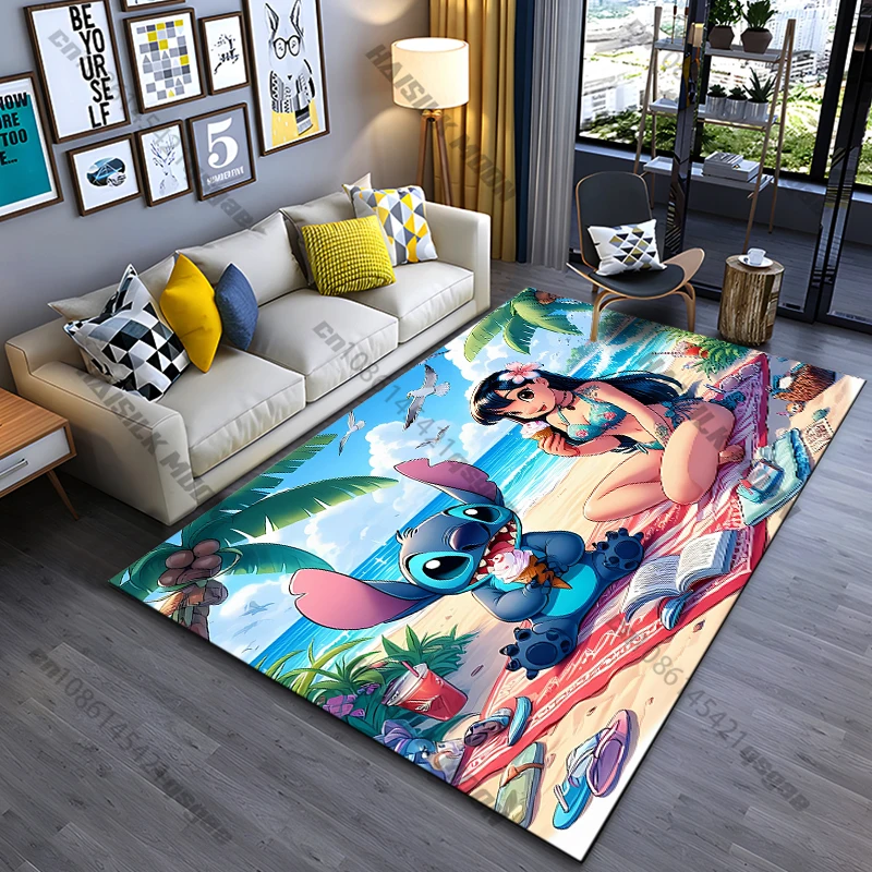 Niedlicher Stitch Cartoon-Teppich! Schlafzimmer-Bodenmatte, Wohnzimmer-Bettvorleger, Rutschfeste Exquisite Heimdekoration, Langlebiger Maschinenwaschbarer Teppich 2