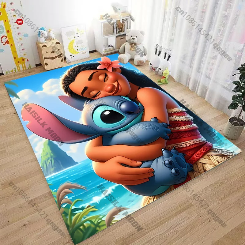 Niedlicher Stitch Cartoon-Teppich! Schlafzimmer-Bodenmatte, Wohnzimmer-Bettvorleger, Rutschfeste Exquisite Heimdekoration, Langlebiger Maschinenwaschbarer Teppich 4