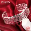 ZDADAN 925 Sterling Silber Aushöhlen Textur Offene Manschette Armband & Armreifen Für Frauen Männer Party Schmuck Hochzeit Geschenke 1