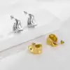 Creolen in Edelstahl, goldfarben, unregelmäßige Wellenform, für Damen, Schmuck, silberfarben, geometrisch, strukturiert, gefaltete Ohrstecker 6