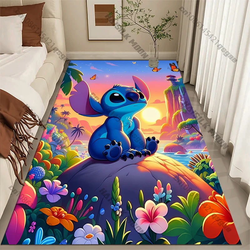 Niedlicher Stitch Cartoon-Teppich! Schlafzimmer-Bodenmatte, Wohnzimmer-Bettvorleger, Rutschfeste Exquisite Heimdekoration, Langlebiger Maschinenwaschbarer Teppich