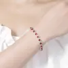 Luxuriöses ovales/herzförmiges Labor-Armband mit rotem Rubin für Damen, 925er Sterlingsilber, Diamantschmuck, Edelsteinarmband für Damen