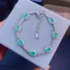 Feiner Schmuck aus 925er-Sterlingsilber mit Edelsteinen, luxuriöses Vintage-Handarmband mit frischem Smaragd für Damen