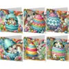 6 Stück Ostern Katzen DIY Diamant Malerei Karte Strass Malerei Karte Kit Diamant Malerei Grußkarte für Urlaub Party Gefälligkeiten