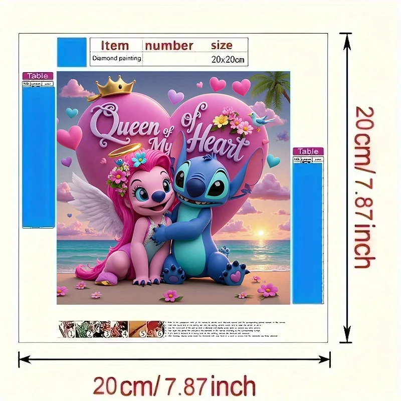 1-teiliges Prinzessinnen- und Stich-Diamant-Malerei-Set – romantisches Design „Queen of My Heart“ mit runden Acryldiamanten, perfekt für Mot 5