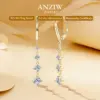 Anziw 42 mm lange baumelnde D-Moissanit-Tropfenohrringe für Frauen, 925er Sterlingsilber, Creolen, Clip-Ohrringe, Hochzeit, edler Schmuck, Geschenk 1