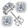 Quadratische Ohrstecker für Damen, insgesamt 2 Karat, Moissanit-Diamant, 18 Karat vergoldet, S925-Silber, Hochzeit, Verlobung, Schmuck mit Zertifikat 5