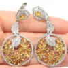 56 x 27 mm, sehr zu empfehlen lange, große, goldene Citrin-CZ-Ohrringe für Damen, Hochzeit, Silber