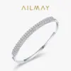 Ailmay Solide 925 Sterling Silber Klassische Luxus Voller Zirkonia Armbänder Für Frauen Mädchen Anti-allergie Feine Schmuck Geschenke