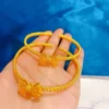 Echtes 18K Gold Rose Offene Schleife Hohlarmband für Frauen Freundin Verlobung Geburtstag Valentinstag Gold Armreif Schmuck Geschenke 2