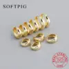 SOFTPIG Echt 925 Sterling Silber 18 Karat Gold Minimalistische Runde Creolen für Frauen Licht Luxus Edlen Schmuck OL Zubehör 1