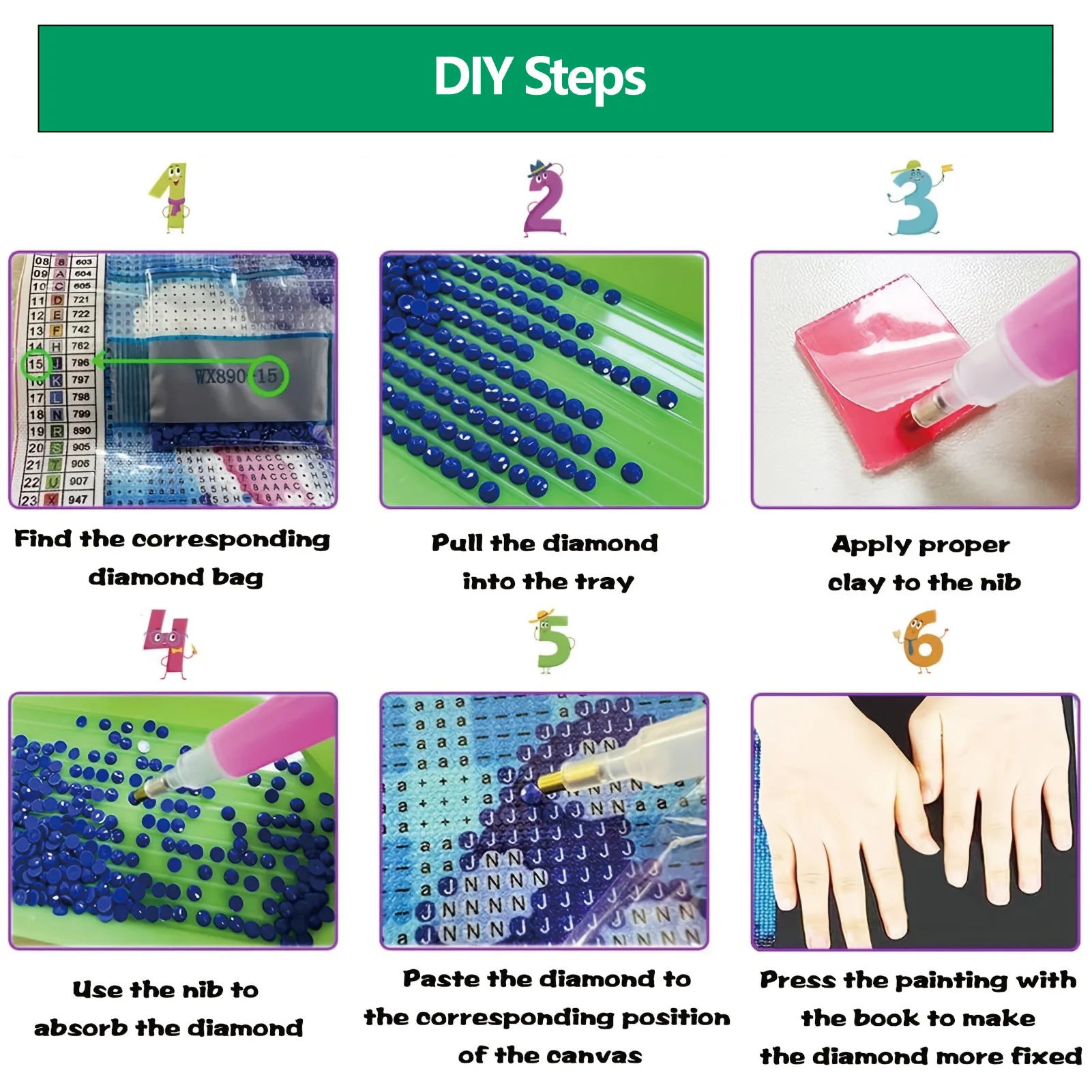 30x30 Kind Diamant Malerei Stich Halbfertiges Produkt Keine rahmenlose Kinderversion für Kinder Kunst Handwerk Projekt DIY 6