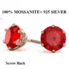 100 % MOISSANIT-Ohrringe aus 925er Silber mit rotem Diamant, rosévergoldet, elegante Damen-Ohrringe mit Schraubverschluss, Geschenk, koreanische Ohrringe