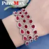 Luxuriöses ovales/herzförmiges Labor-Armband mit rotem Rubin für Damen, 925er Sterlingsilber, Diamantschmuck, Edelsteinarmband für Damen 1