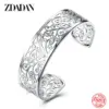 ZDADAN 925 Sterling Silber Aushöhlen Textur Offene Manschette Armband & Armreifen Für Frauen Männer Party Schmuck Hochzeit Geschenke