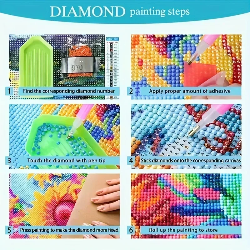 Großes Stich-Diamant-Malerei-Set, 5D-DIY-Mosaik, Kreuzstickerei, handgefertigt, DIY-Kunst, Heimdekoration 6