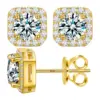 Quadratische Ohrstecker für Damen, insgesamt 2 Karat, Moissanit-Diamant, 18 Karat vergoldet, S925-Silber, Hochzeit, Verlobung, Schmuck mit Zertifikat