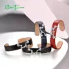 SANTUZZA 925 Sterling Silber Armband Armreif für Frauen Einstellbar Rot/Schwarz/Blau/Braun Leder Taurus Konstellation Feine schmuck 3
