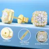 Quadratische Ohrstecker für Damen, insgesamt 2 Karat, Moissanit-Diamant, 18 Karat vergoldet, S925-Silber, Hochzeit, Verlobung, Schmuck mit Zertifikat 3