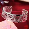 ZDADAN 925 Sterling Silber Aushöhlen Textur Offene Manschette Armband & Armreifen Für Frauen Männer Party Schmuck Hochzeit Geschenke 2