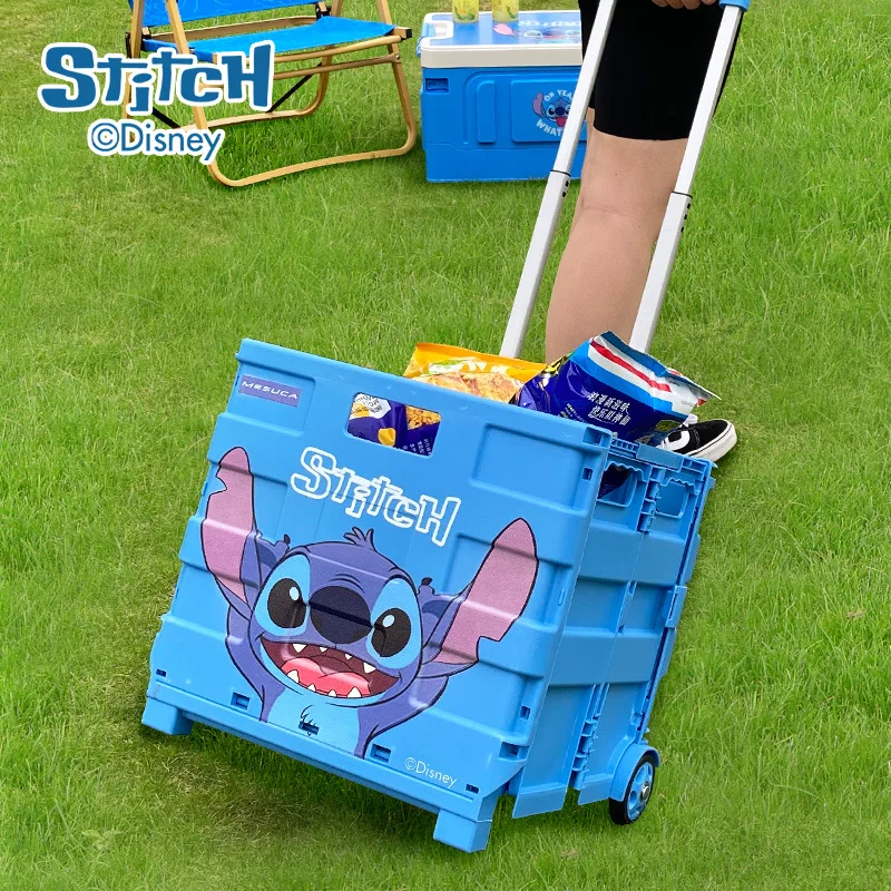 Anime Stitch Kofferraum-Aufbewahrungsbox, Outdoor, Camping, Cartoon-Muster, multifunktional, große Kapazität, faltbar, tragbar, Aufbewahrung 5